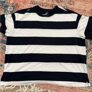 Old Navy navy and White Striped Short Sleeve Tee